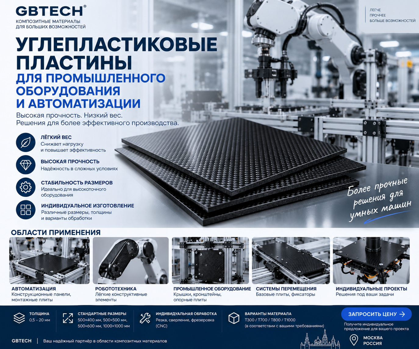Применение углепластиковых листов в промышленном оборудовании и автоматизации